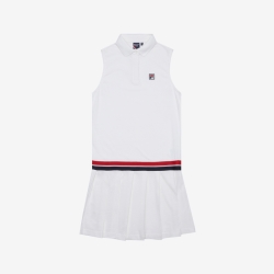 Fila White Line Pleated - Naisten Mekot - Valkoinen | FI-60760